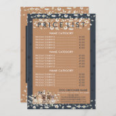 ネイビーブラウンデイジーフラワードッグトリマー価格表 メニュー (正面/裏面)