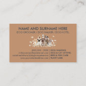 ネイビーブラウンパップデイジーフラワードッグトリマーペット 名刺 (裏面)