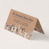 ネイビーブラウンフローラドッグウォーカーペットグルーミングサロン獣医 名刺 (裏面)