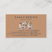 ネイビーブラウンフローラペットトリマースパドッグキャッツ 名刺 (裏面)