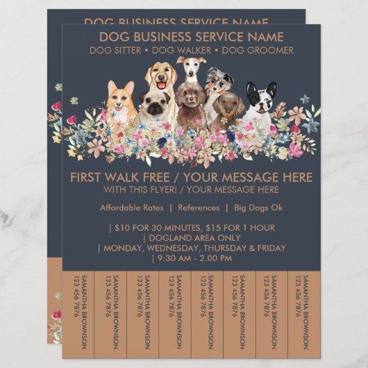 ネイビーブラウンブリーズドッグウォーカーフライヤーチケット (正面/裏面)