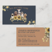 ネイビーブラウンペットシッターひまわり犬 名刺 (正面/裏面)