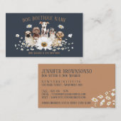 ネイビーブラウンペットシッターデイジーフラワードッグ 名刺 (正面/裏面)