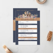 ネイビーブラウンペットレポートデザイン ノートカード (正面/裏面インサイチュ)