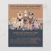 ネイビーブラウン犬シッティングサービス フライヤー ペットグルーマー (裏面)