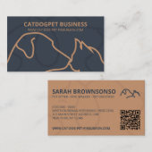 ネイビーブラウンQrコードロゴ犬猫ペット 名刺 (正面/裏面)