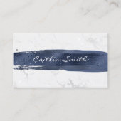 ネイビーブラシストロークシルバーホワイトフォイル大理石 名刺 (正面)