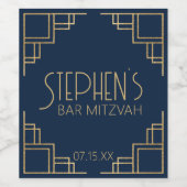 ネイビーブラックアールデコ ワインラベル (シングルラベル)