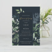 ネイビーブラックグリーンリービファウファウツカップルのシャワー招待状 サンキューカード (スタンド正面)