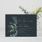 ネイビーブラックグリーンリーフ動物モーニングアフター招待状 サンキューカード (スタンド正面)