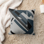 ネイビーブラックグレージオメトリック対角線抽象芸術アート クッション (ブランケット)