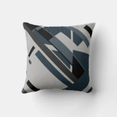 ネイビーブラックグレージオメトリック対角線抽象芸術アート クッション (裏面)