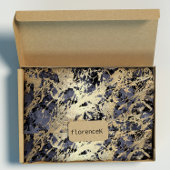 ネイビーブラックフローラフェイク金ゴールドグランギー大理石ストローク ラッピングペーパー