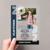 ネイビーブラックマルチラインフォント写真卒業パーティー アクリル招待状 (インサイチュ (ポータブル))