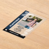 ネイビーブラックマルチラインフォント写真卒業パーティー アクリル招待状 (レイダウン)