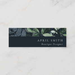 ネイビーブラック緑の葉の熱帯の葉シダ スキニー名刺