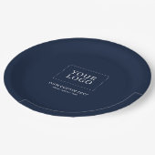 ネイビーブランドのカスタムビジネスロゴプロモーション ペーパープレート (アングル)