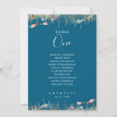 ネイビーブリスワイルドフラワーテーブルNumber 1シーティングチャート 招待状 (裏面)