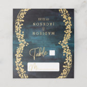 ネイビーブルウォーターの色と金ゴールドシーティングテーブル番号 プレイスカード (外部開封)