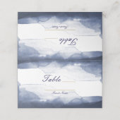 ネイビーブルウォーターモダンカラーテーブル番号座席 プレイスカード (外部開封)