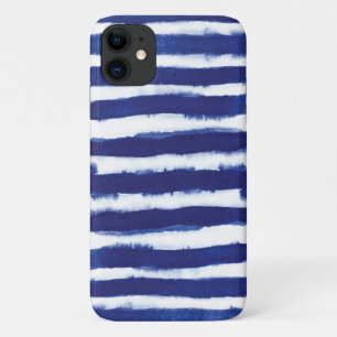 ネイビーブルウォーター色ストライプの iPhone 11 ケース