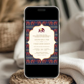 ネイビーブルガンディゾウすべて一インディアン結婚ズ 招待状