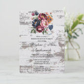 ネイビーブルガンディピンクピーオンウッドブリデスメイドランチョン 招待状 (スタンド正面)