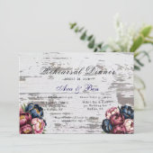 ネイビーブルガンディピンクピーニーリハーサルディナー 招待状 (スタンド正面)