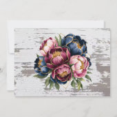 ネイビーブルガンディピンクピーニーリハーサルディナー 招待状 (裏面)