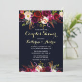 ネイビーブルガンディマルサラボホフローラカップルのシャワー 招待状 (スタンド正面)