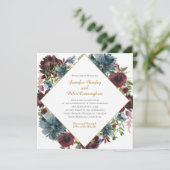 ネイビーブルガンディマルサラ金ゴールドフローラ |スクエア結婚ズ 招待状 (スタンド正面)