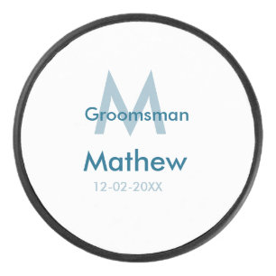 ネイビーブルグロームスマン名のレターの日付男らし数 アイスホッケーパック