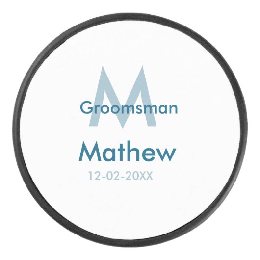 ネイビーブルグロームスマン名のレターの日付男らし数 アイスホッケーパック (正面)