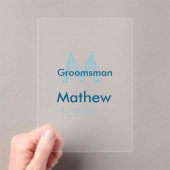 ネイビーブルグロームスマン名のレターの日付男らし数 アクリル招待状 (インサイチュ (ポータブル))