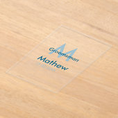 ネイビーブルグロームスマン名のレターの日付男らし数 アクリル招待状 (レイダウン)