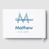 ネイビーブルグロームスマン名のレターの日付男らし数 ゲストブック (裏面)