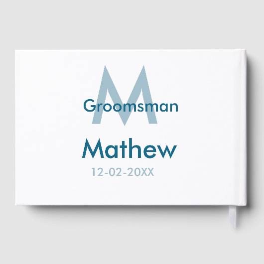 ネイビーブルグロームスマン名のレターの日付男らし数 ゲストブック (裏面)