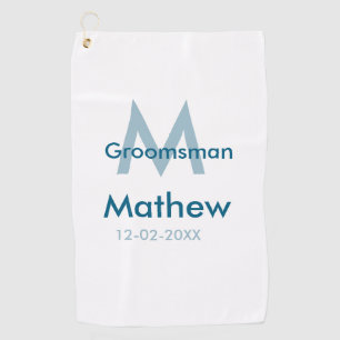 ネイビーブルグロームスマン名のレターの日付男らし数 ゴルフタオル