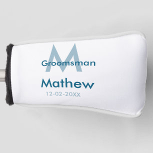 ネイビーブルグロームスマン名のレターの日付男らし数 ゴルフヘッドカバー