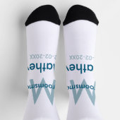 ネイビーブルグロームスマン名のレターの日付男らし数 ソックス (上部)