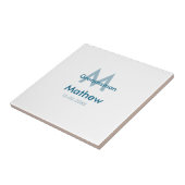 ネイビーブルグロームスマン名のレターの日付男らし数 タイル (側面)