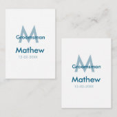 ネイビーブルグロームスマン名のレターの日付男らし数 ノートカード (正面/裏面)