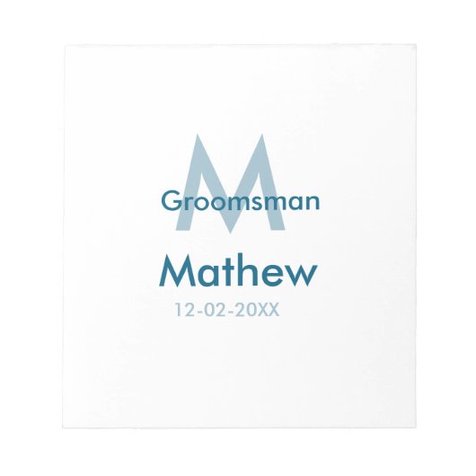 ネイビーブルグロームスマン名のレターの日付男らし数 ノートパッド (正面)