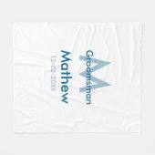 ネイビーブルグロームスマン名のレターの日付男らし数 フリースブランケット (正面(横))