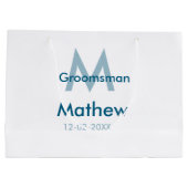 ネイビーブルグロームスマン名のレターの日付男らし数 ラージペーパーバッグ (裏面)