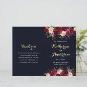 ネイビーブルグンディマルサラボホフォールディング結婚式 プログラム (スタンド正面)