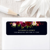 ネイビーブルグンディマルサラ素朴ボホフローラアドレス ラベル (インサイチュ)