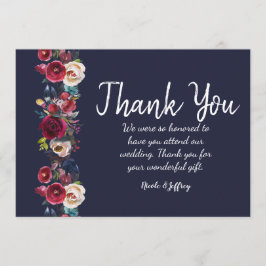 ネイビーブルグンディメロ結婚フローラサンキューカード サンキューカード