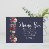 ネイビーブルグンディメロ結婚フローラサンキューカード サンキューカード (スタンド正面)