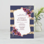 ネイビーブルゴーニュと金ゴールドフローラブライダルシャワー 招待状 (スタンド正面)